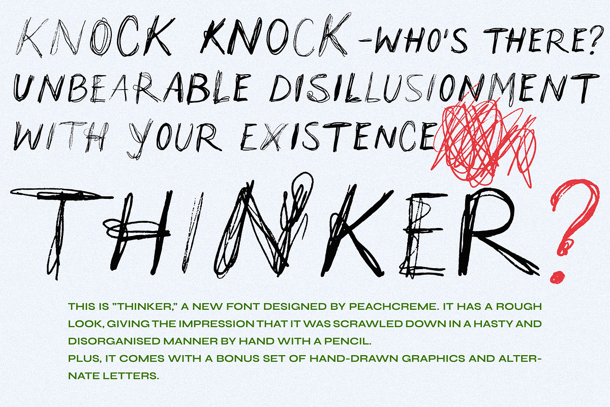 Thinker // Scribble Font, a Handwritten Font by PeachCreme (Photo 1 of 7)