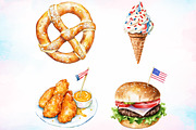 Watercolor Memorial Day Fast Food, an Illustration by Canvas Craft (Thumbnail 4 of 4)