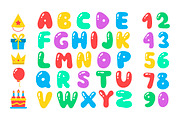 Happy birthday cartoon alphabet set, a Decorative Illustration by Slavko Kahovsky (Thumbnail 2 of 2)