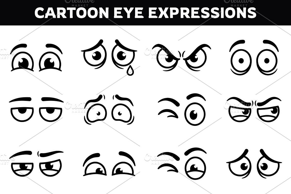 Cartoon Eye Expressions Silhouette, an Object Graphic by nandinigraphics (Photo 2 of 3)