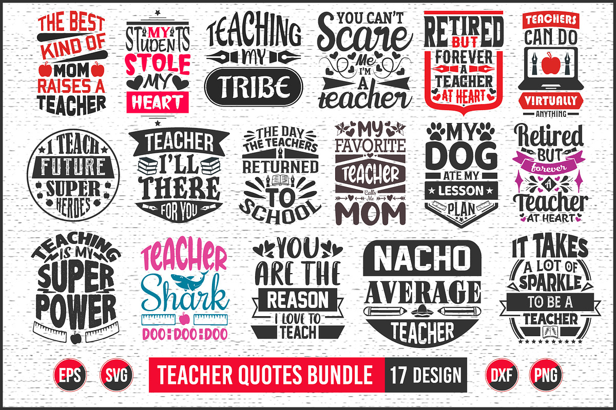 Teacher typographic svg bundle., a Graphic by Uniquesvg99 (Photo 1 of 18)