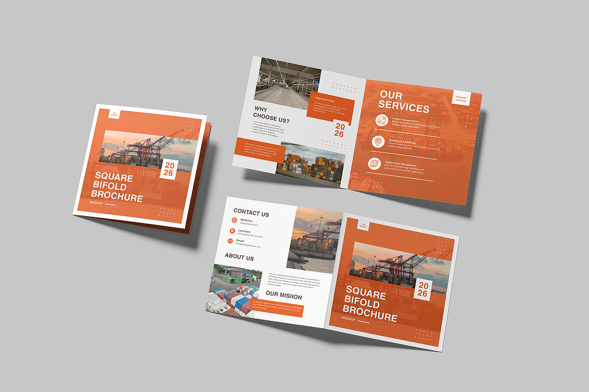 Square Bifold Brochure Mockup, a Brochure Template by graphictime (Photo 10 of 12)