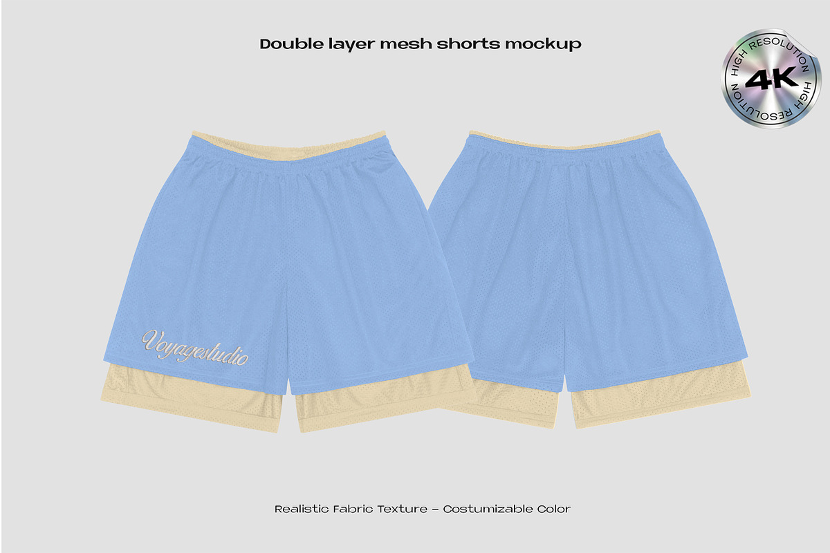 Double layer mesh shorts mockup, a Bottom Mockup by Voyage Studio (Photo 1 of 3)