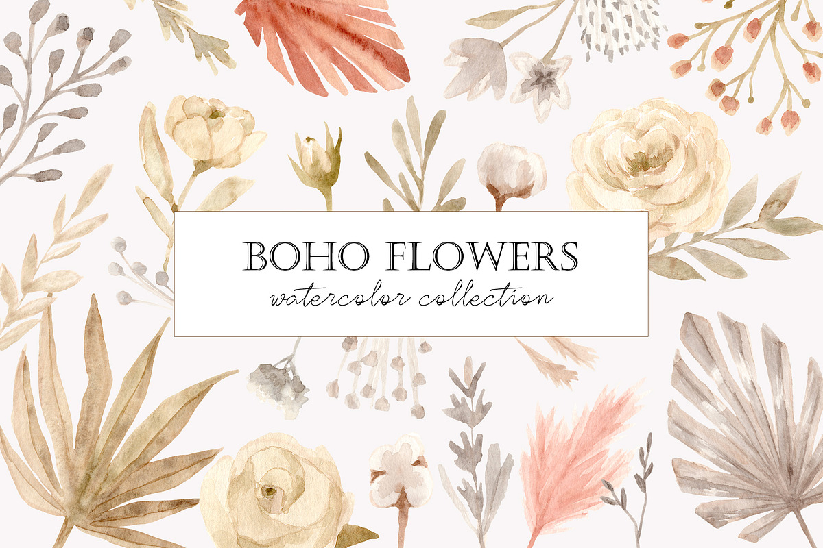 Boho Flowers. Watercolor Collection, a Decorative Illustration by Slastick (Photo 1 of 8)