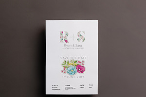 Floral Wedding Invite/Save the date, an Invitation Template by Kreativity13