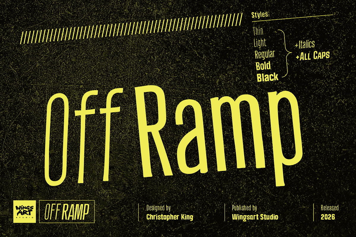 Off Ramp - An Industrial Sans-Serif, a Sans Serif Font by Wingsart Studio (Photo 1 of 15)