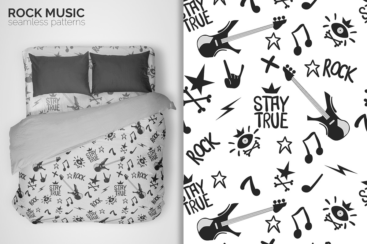 Rock Music Seamless Patterns, a Pattern Graphic by 3Y_Design (Photo 4 of 6)