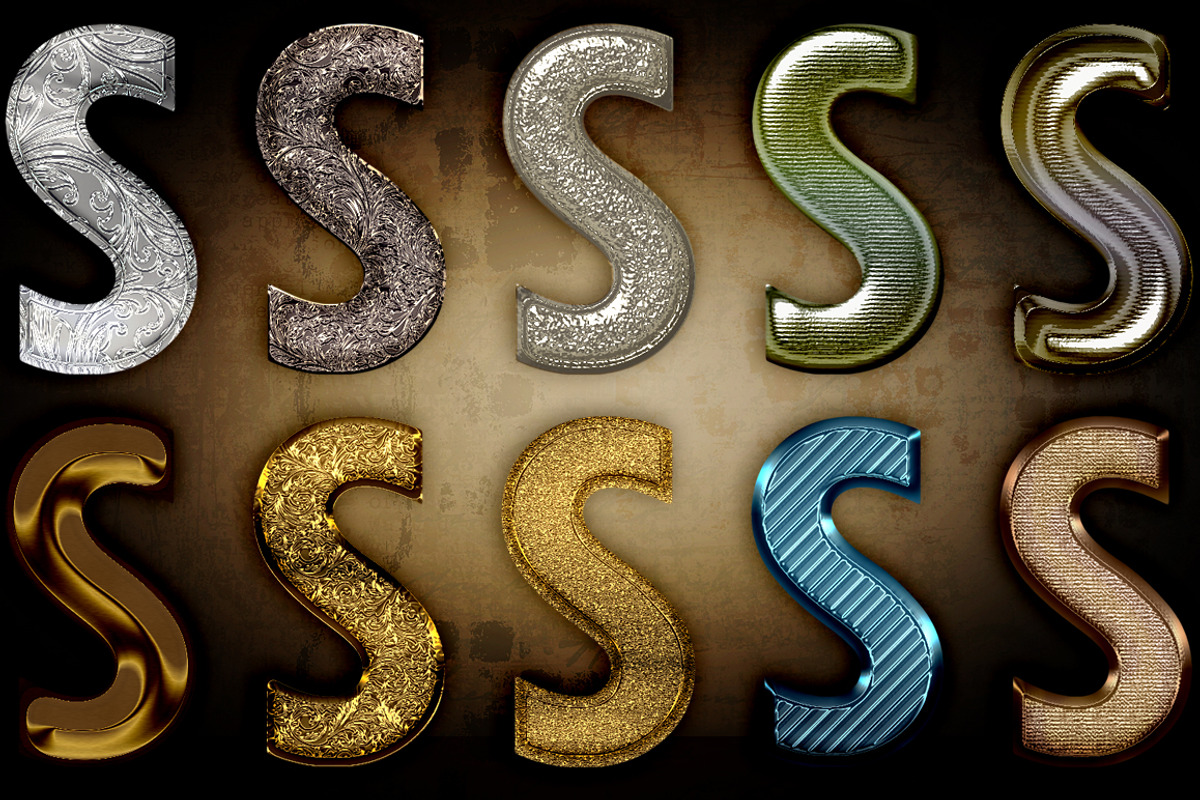 Metal Layer Styles For Photoshop, a Layer Style Add-On by Posh Papers & Patterns (Photo 3 of 6)