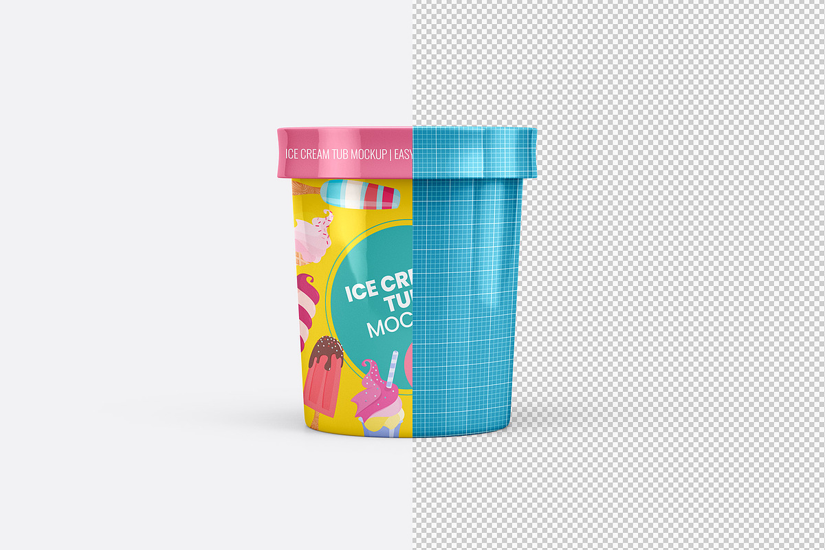 Ice Cream Tub Mockup - 8 views, a Packaging Mockup by Illusiongraphic (Photo 15 of 19)