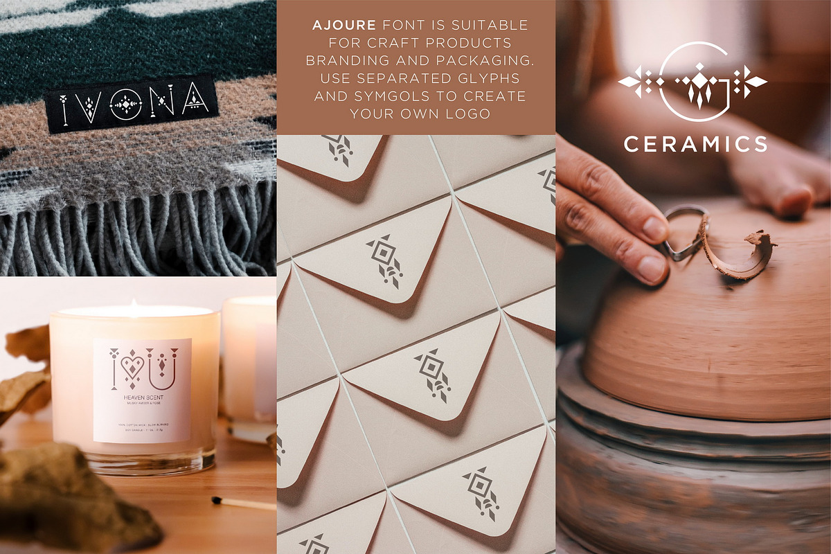 Ajoure - Folk Art Logo Font Family, a Sans Serif Font by Struvictory.art (Photo 5 of 10)