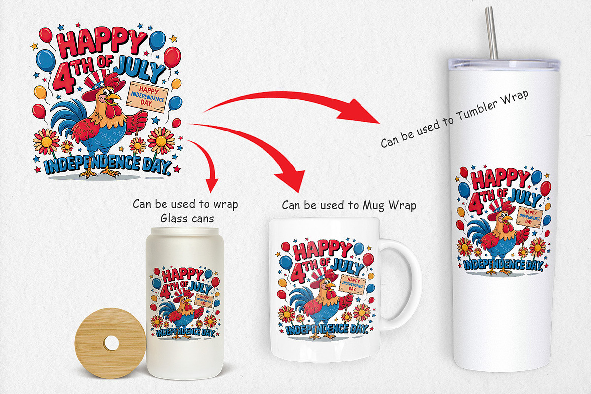 Happy 4th of July Rooster, a Graphic by Artnoy (Photo 4 of 5)