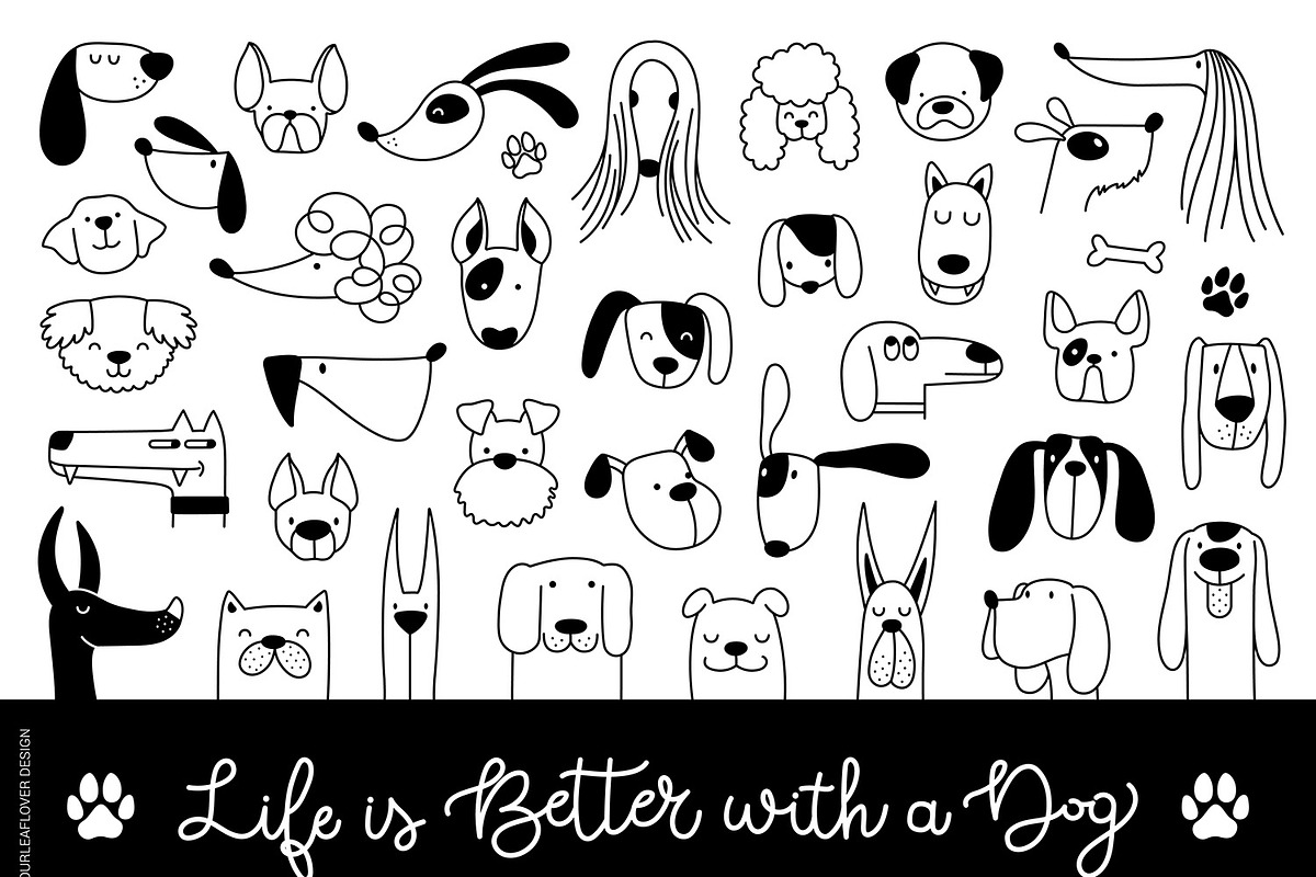 Cute Dogs Vector Set, an Animal Illustration by FourLeafLover (Photo 3 of 17)