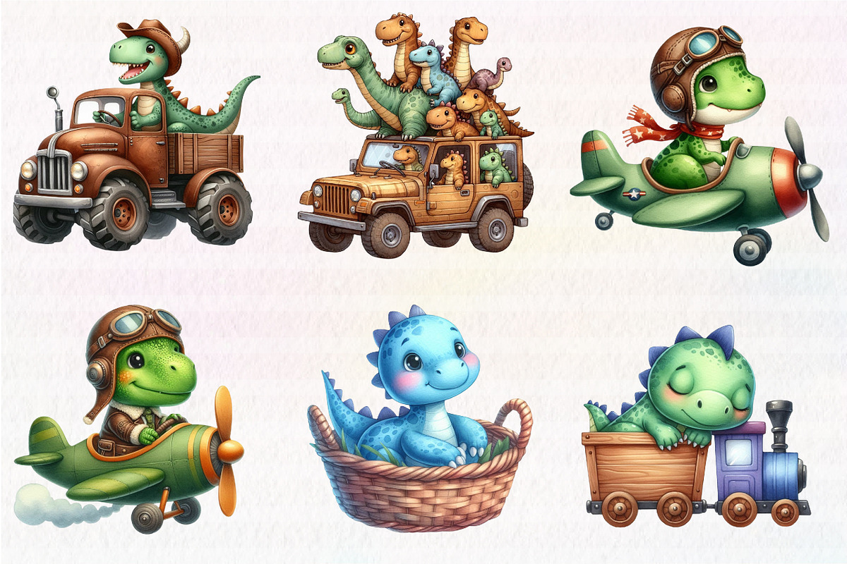 Dinosaurs watercolor clipart, an Illustration by CreationArt (Photo 6 of 7)