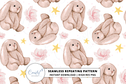 Bunnies Seamless Pattern, a Pattern Graphic by Coastal 5 Designs (Thumbnail 1 of 3)