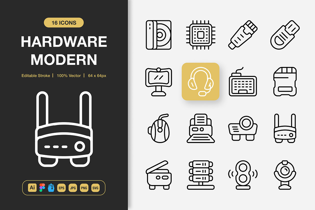 Hardware Modern Icons, an Outline Icon by Spacepixel Creative
