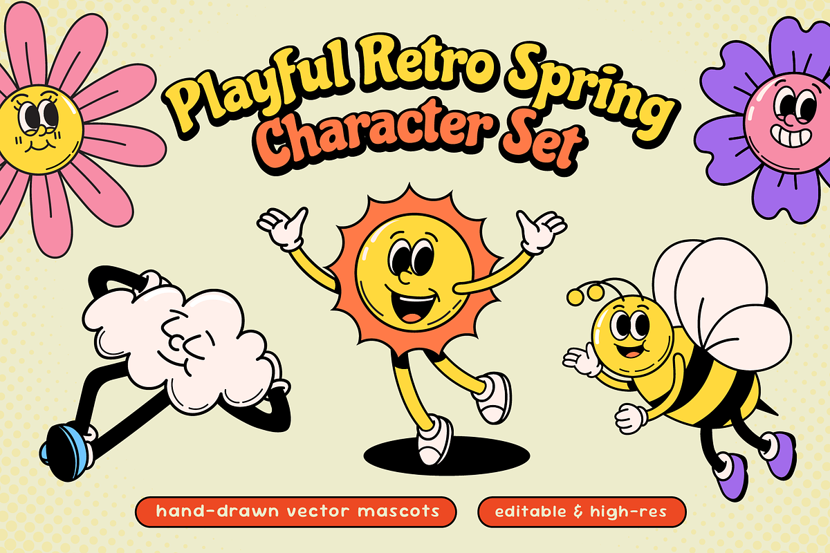 Playful Retro Spring — Character Set, an Object Graphic by Invisual Studio (Photo 1 of 10)