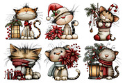 Christmas Whimsical Cat Clipart, a Seasonal Illustration by Creative Art (Thumbnail 4 of 7)