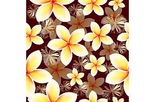 Plumeria Flowers Seamless Pattern