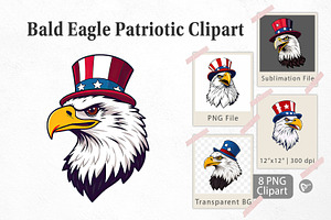 Bald Eagle Patriotic Clipart, a Graphic by Artnoy