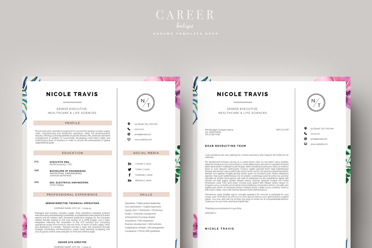 Modern Resume & CoverLetter Template, a Resume Template by careerboutique (Photo 3 of 6)
