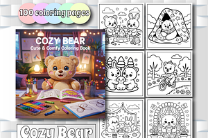 Cozy Bear Cute & Comfy Coloring Book, an Education Illustration by Design Home