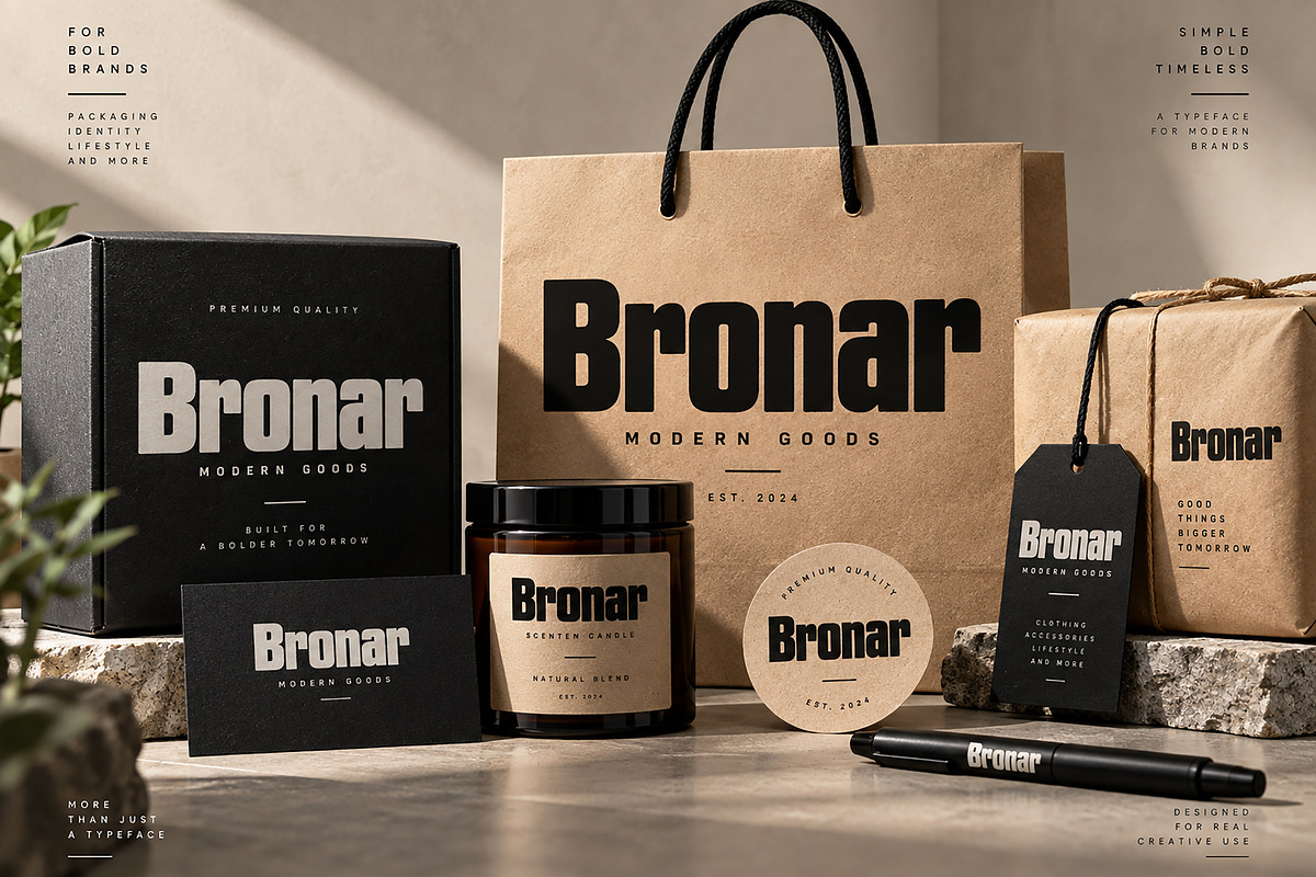 Bronar — Bold Condensed Display Font, a Script Font by Wow Magic (Photo 4 of 5)