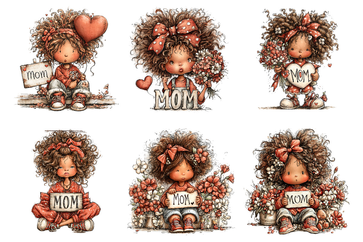 Happy mothers day clipart, an Illustration by SinaCreation (Photo 3 of 11)