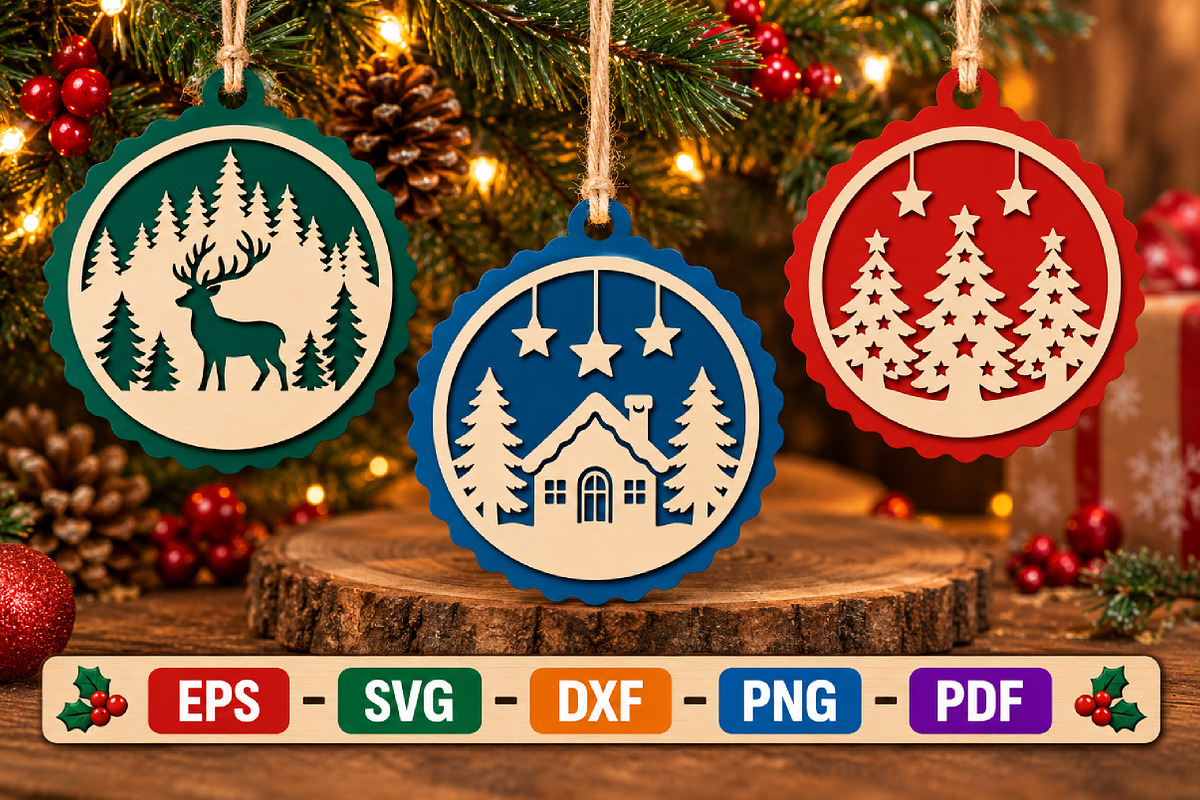 Christmas Ornament SVG, Laser Cut, an Object Graphic by Libby Wishes (Photo 1 of 3)