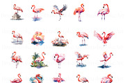 Flamingo Watercolour Clipart, an Animal Illustration by BrushstrokeArtGB (Thumbnail 3 of 9)