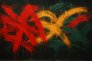 Abstract vibrant painting featuring, a Photo by Dvoevnore photos