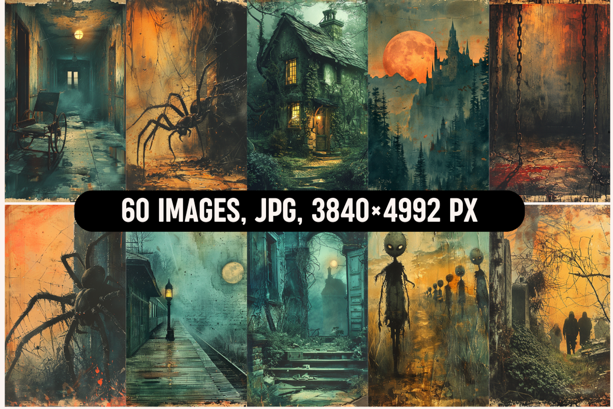 Vintage Halloween Junk Journal Scene, a Background Graphic by PrintHaven Designs (Photo 3 of 7)