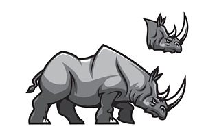 Aggressive Rhino Mascot