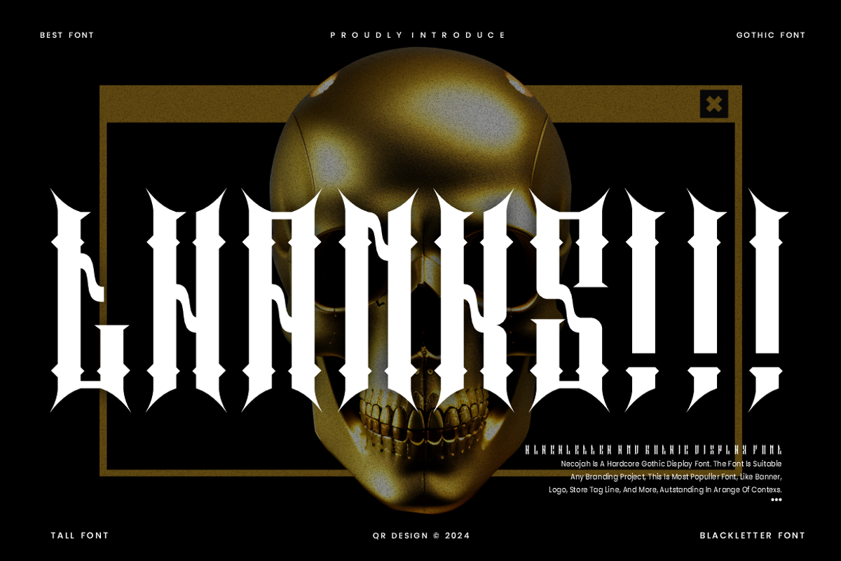 Necojah - Hardcore Gothic Font, a Blackletter Font by QR Design Studio (Photo 6 of 6)