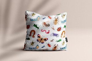 Cute Funny Insects Seamless Patterns