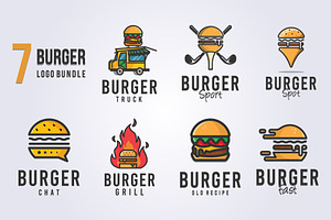 set of burger shop logo vector, a Branding & Logo Template by Lodzrov