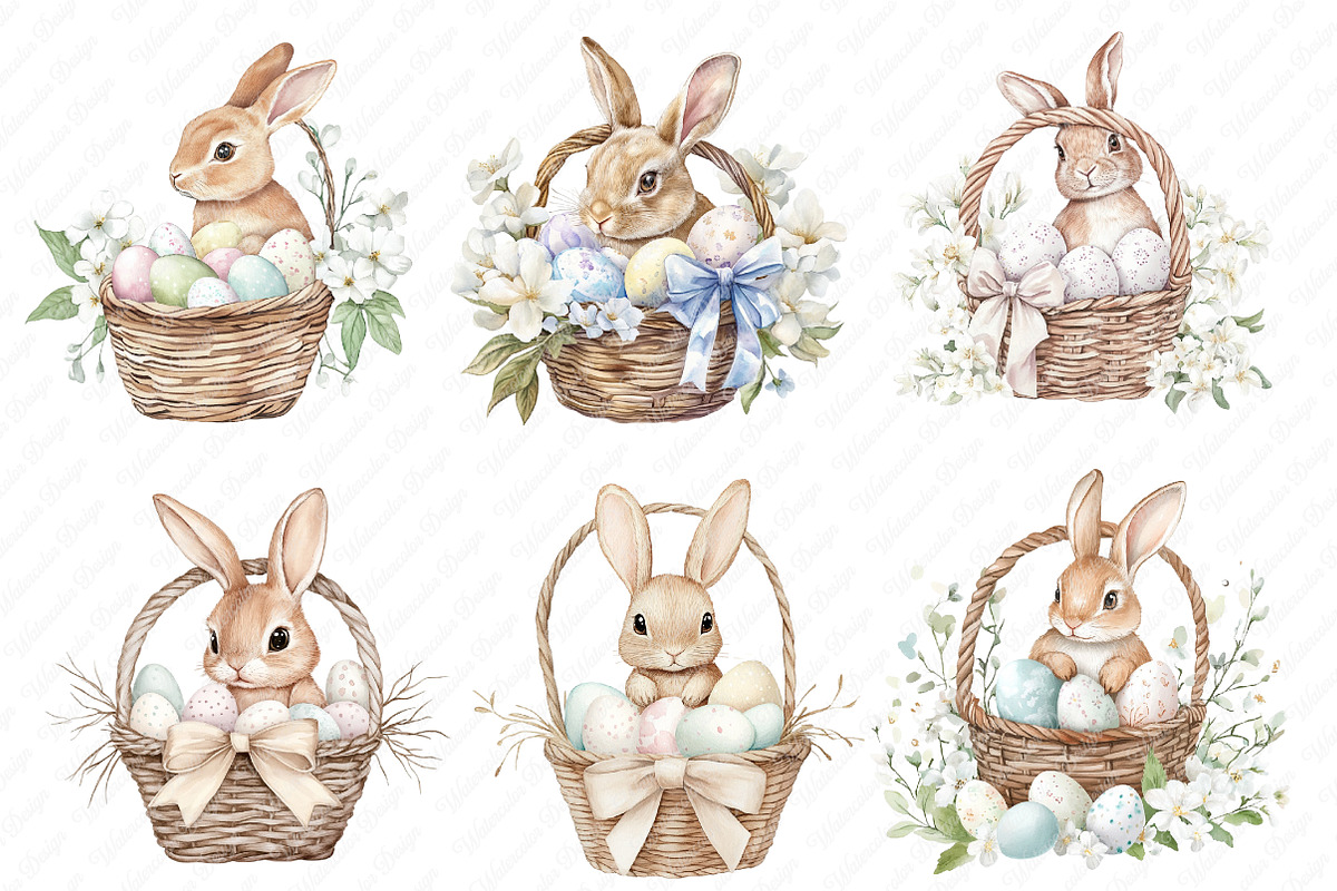Watercolor Easter Bunny Clipart, an Illustration by Watercolor design (Photo 2 of 11)