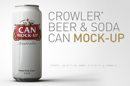 Crowler Beer Can | Soda Can Mock-Up, a Cups & Container Mockup by TSOBG