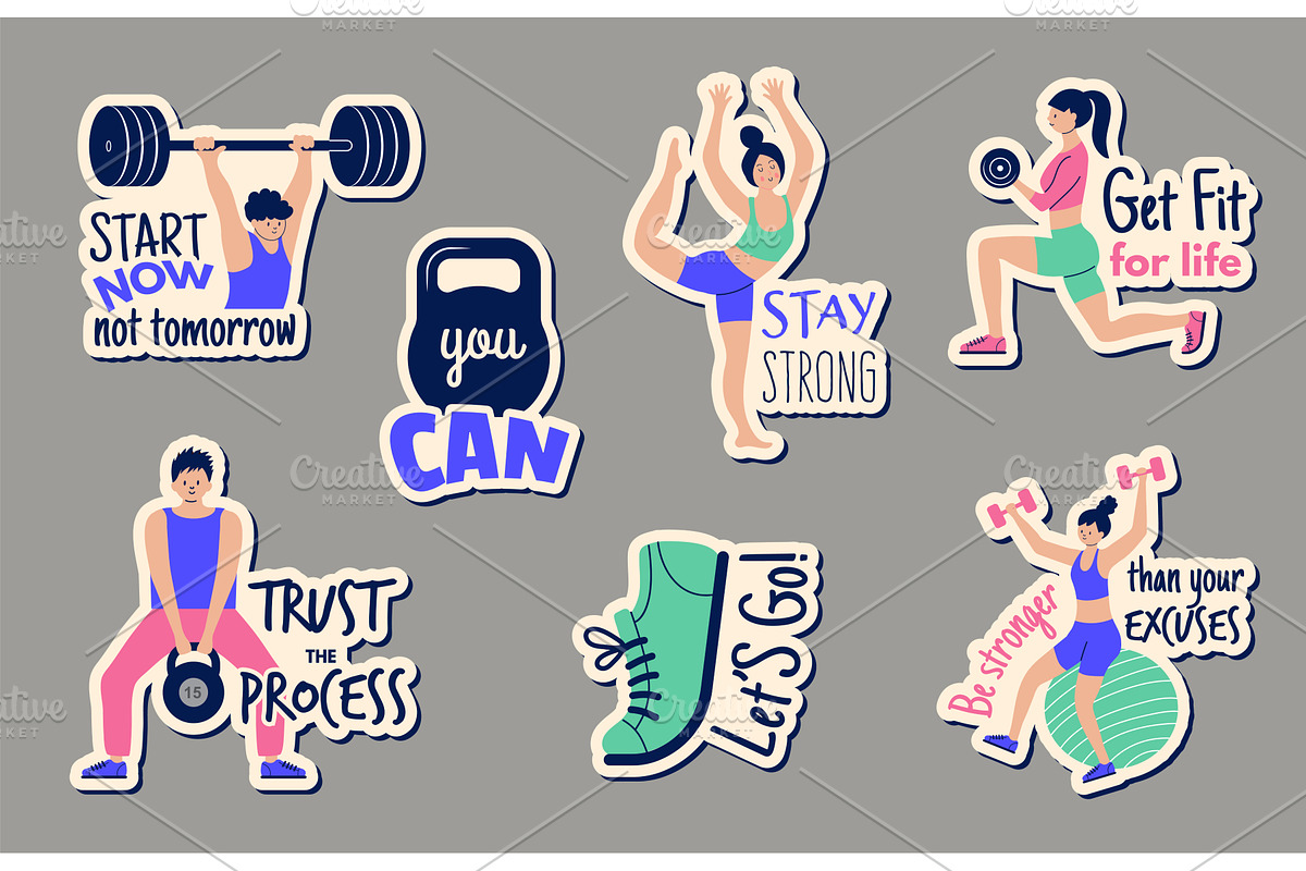 Sport stickers. Different motivation, a Sport Illustration by Onyx