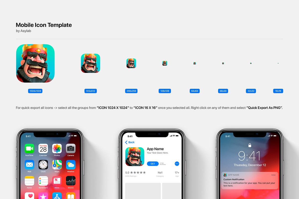 Mobile OS Icon Template Mockup - PSD