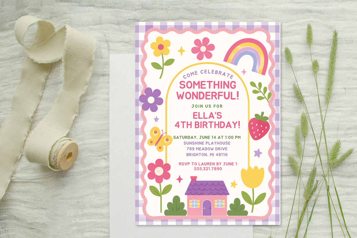 Retro Rainbow Girls Birthday Invite, an Invitation Template by heynomi (Photo 1 of 20)