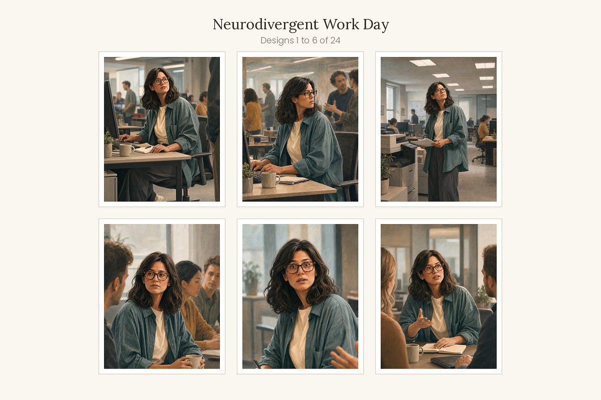Neurodivergent at Work, Set of 24, a Person Illustration by LanternkinStudio (Photo 6 of 13)