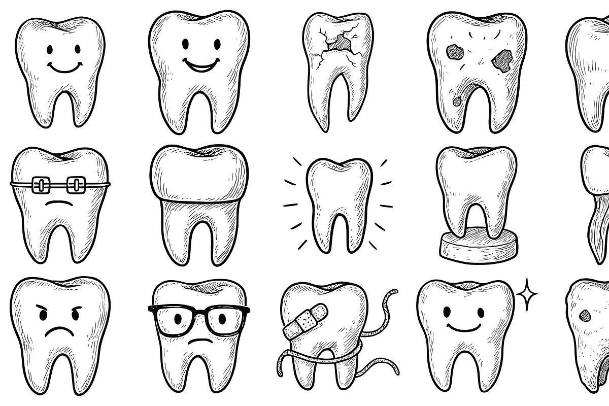 Tooth Vector Collection, an Object Graphic by nikagraphic