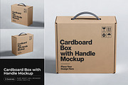 Cardboard Box with Handle Mockup, a Cups & Container Mockup by Pitchlook.Studio (Thumbnail 1 of 4)
