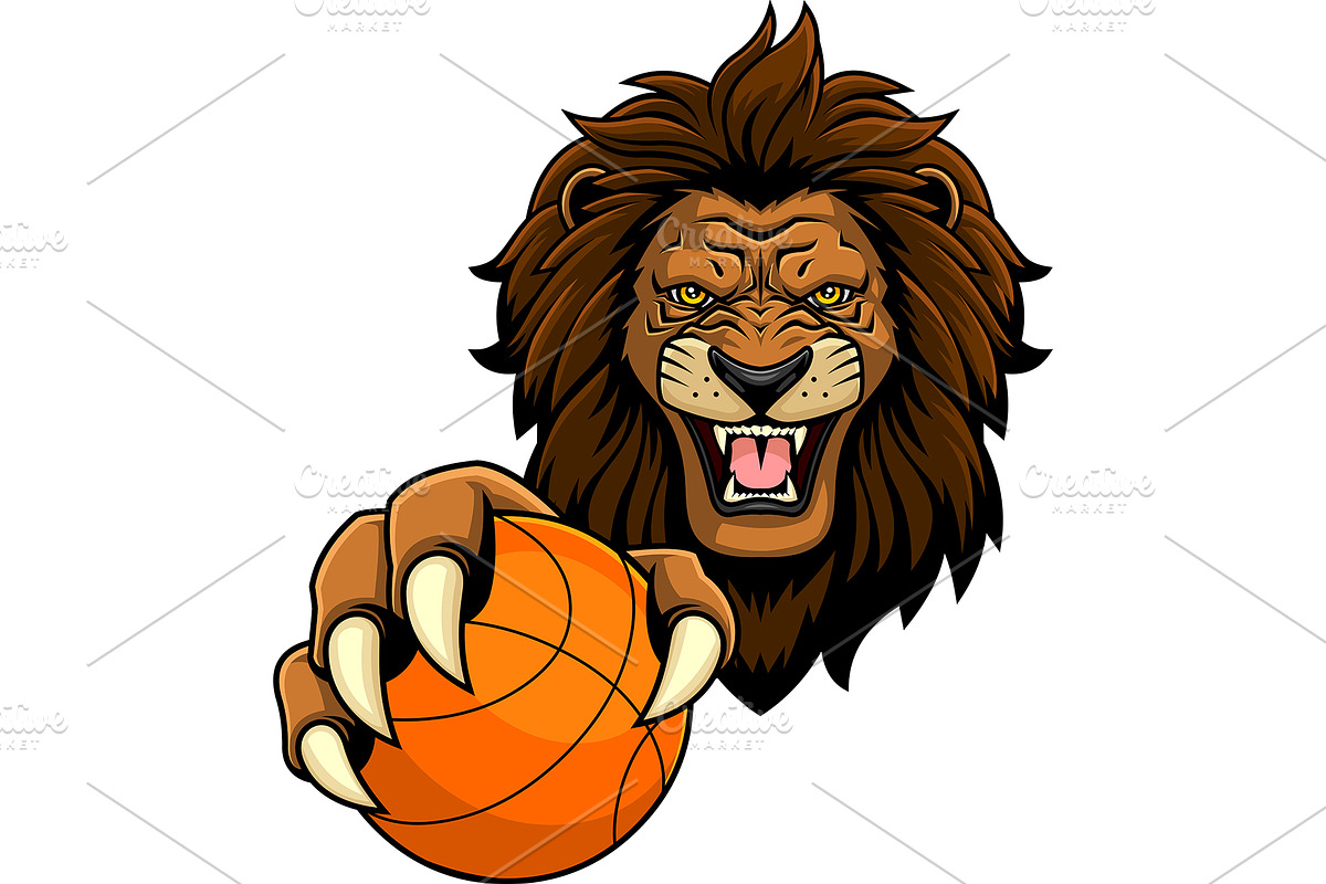 Wild Lion Clutching Basketball, an Illustration by HitToon