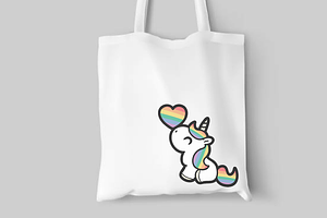 Cute Chibi Unicorn With LGBT Heart