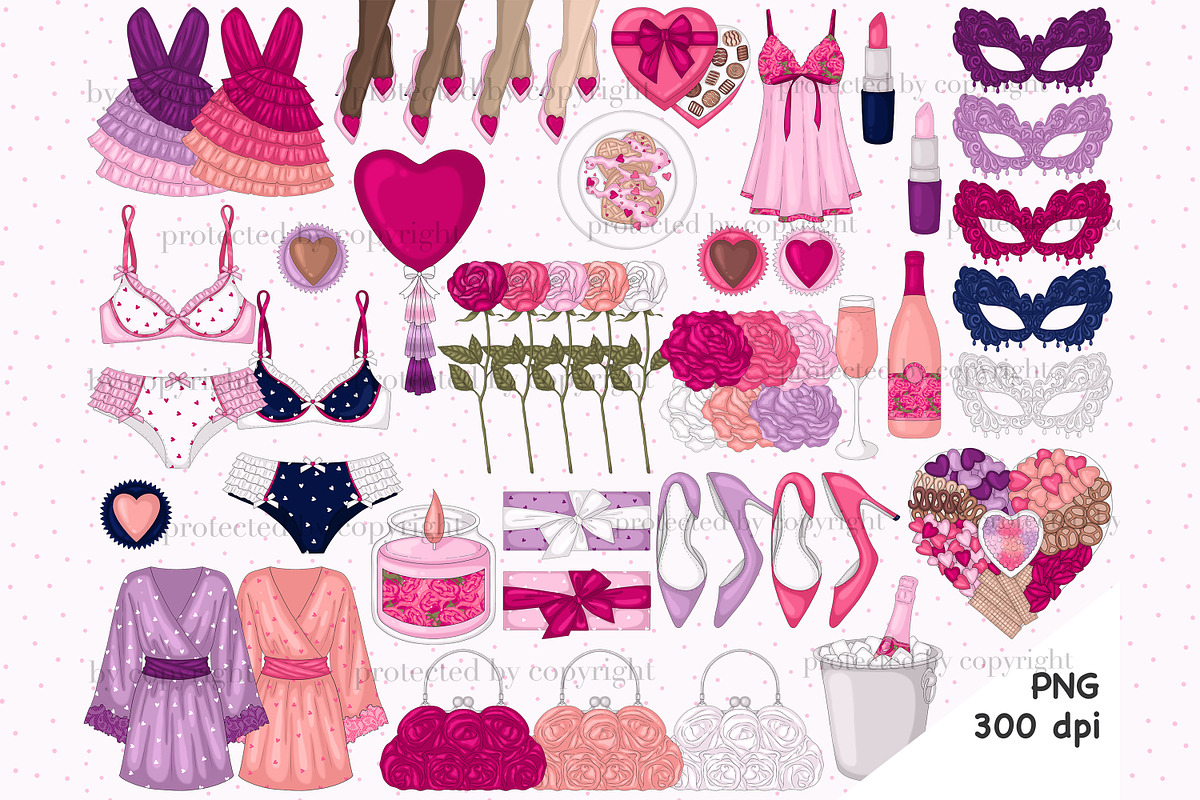 Date Night Cliparts, a Seasonal Illustration by GlamArtZhanna (Photo 2 of 3)