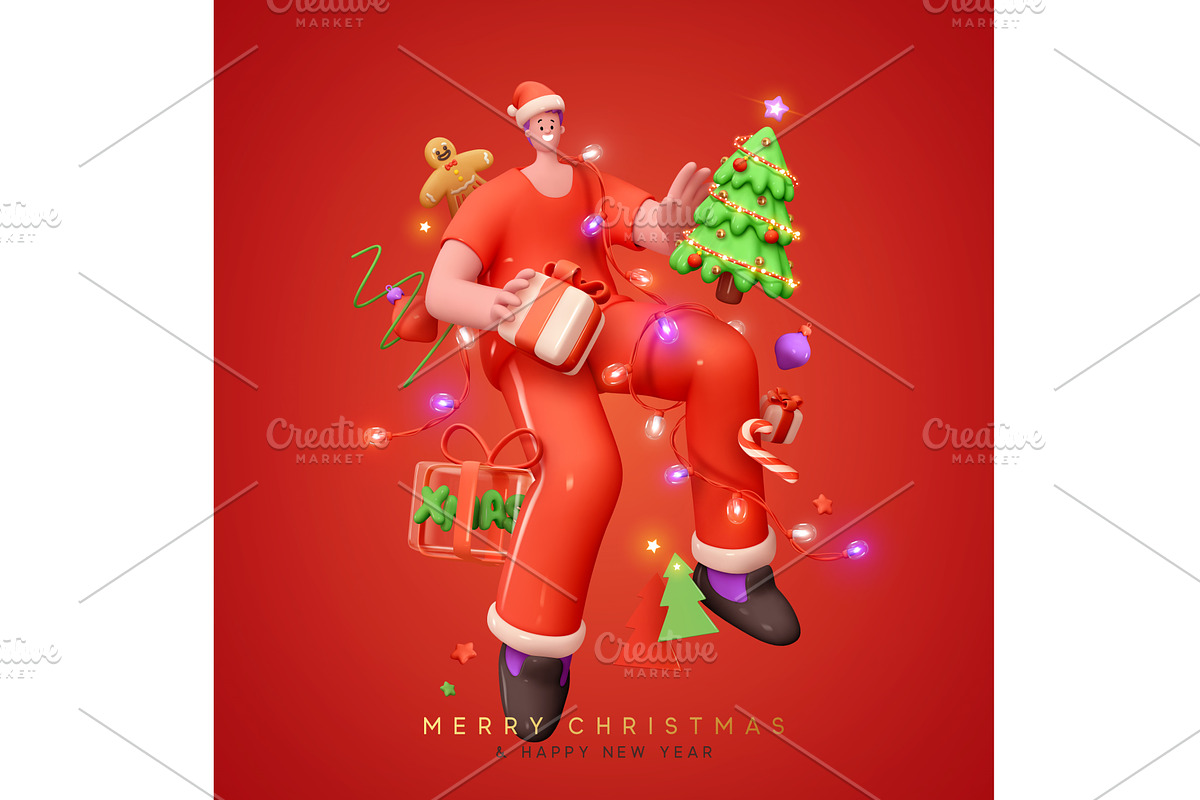 Christmas and New Year Holiday, a Seasonal Illustration by Modern vector