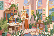 A cozy homely atmosphere, a Person Illustration by Chikovnaya (Thumbnail 1 of 5)