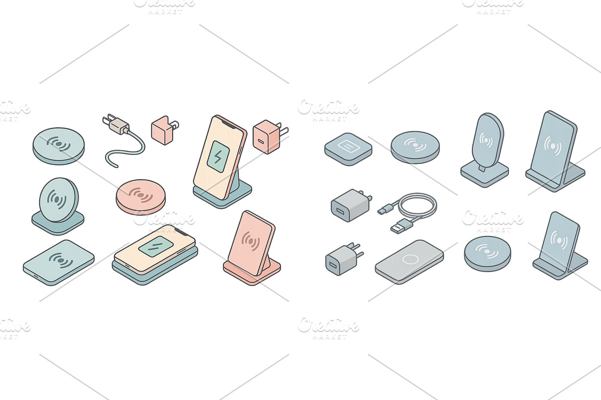 Various wireless charging devices, an Object Illustration by ZinetroN