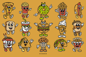 Food Cartoon Character Mascot Retro